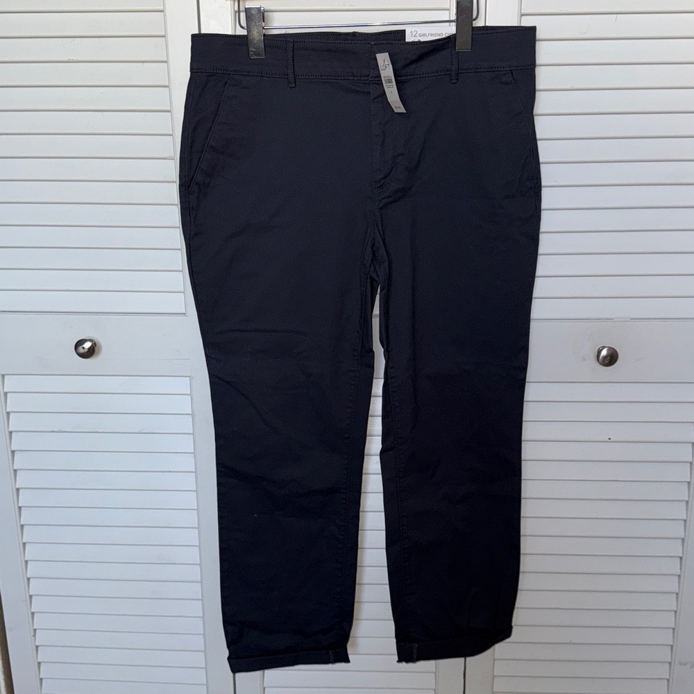 LOFT Charcoal Blue Girlfriend Chinos Pants NWT